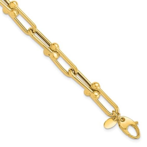 Leslie's 14K Gold Fancy Paper Clip Link Bracelet - Picture 5 of 8